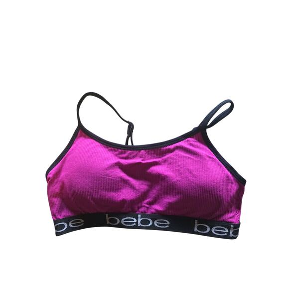 BeBe Sports Bra 1x Womens Plus Size Purple Padded Wireless Pullover Adjustable - Picture 1 of 4